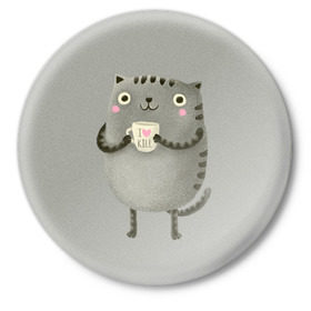Значок с принтом Cat Love Kill в Курске,  металл | круглая форма, металлическая застежка в виде булавки | animal | beast | cat | feline | kill | kitty | love | meow | взгляд | животное | зверь | кот | котенок | котик | кофе | кошка | любовь | мяу | чай