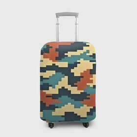 Чехол для чемодана 3D с принтом Цветной камуфляж в Курске, 86% полиэфир, 14% спандекс | двустороннее нанесение принта, прорези для ручек и колес | пиксельный