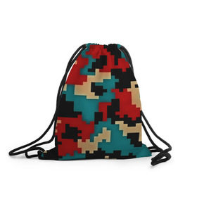 Рюкзак-мешок 3D с принтом Camouflage в Курске, 100% полиэстер | плотность ткани — 200 г/м2, размер — 35 х 45 см; лямки — толстые шнурки, застежка на шнуровке, без карманов и подкладки | Тематика изображения на принте: камуфляж | пиксельный | разноцветный