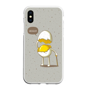 Чехол для iPhone XS Max матовый с принтом Яйцо приветствует в Курске, Силикон | Область печати: задняя сторона чехла, без боковых панелей | cook | eat | egg | food | funny | hello | smile | еда | кухня | повар | привет | прикол | смайл | улыбка | яйцо