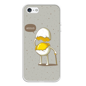 Чехол для iPhone 5/5S матовый с принтом Яйцо приветствует в Курске, Силикон | Область печати: задняя сторона чехла, без боковых панелей | cook | eat | egg | food | funny | hello | smile | еда | кухня | повар | привет | прикол | смайл | улыбка | яйцо