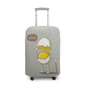 Чехол для чемодана 3D с принтом Яйцо приветствует в Курске, 86% полиэфир, 14% спандекс | двустороннее нанесение принта, прорези для ручек и колес | cook | eat | egg | food | funny | hello | smile | еда | кухня | повар | привет | прикол | смайл | улыбка | яйцо