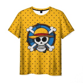 Мужская футболка 3D с принтом One Pirate в Курске, 100% полиэфир | прямой крой, круглый вырез горловины, длина до линии бедер | bone | jack | luffy | ocean | one piece | pirate | sea | skull | treasure | большой куш | брук | джек | клад | луффи | море | нами | океан | пират | робин | санджи | сокровище | флаг | франки | череп