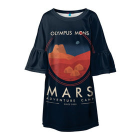 Детское платье 3D с принтом Mars Adventure Camp в Курске, 100% полиэстер | прямой силуэт, чуть расширенный к низу. Круглая горловина, на рукавах — воланы | cosmos | earth | galaxy | mars | moon | planet | space | stars | вселенная | галактика | звезды | земля | космос | луна | марс | планета