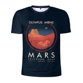 Мужская футболка 3D спортивная с принтом Mars Adventure Camp в Курске, 100% полиэстер с улучшенными характеристиками | приталенный силуэт, круглая горловина, широкие плечи, сужается к линии бедра | cosmos | earth | galaxy | mars | moon | planet | space | stars | вселенная | галактика | звезды | земля | космос | луна | марс | планета