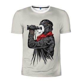 Мужская футболка 3D спортивная с принтом Панда танкист в Курске, 100% полиэстер с улучшенными характеристиками | приталенный силуэт, круглая горловина, широкие плечи, сужается к линии бедра | animal | bear | beast | panda | tank | war | война | животное | зверь | игра | медведь | панда | танк