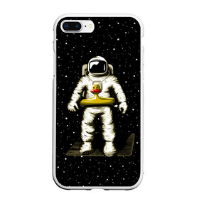 Чехол для iPhone 7Plus/8 Plus матовый с принтом Космонавт с уточкой в Курске, Силикон | Область печати: задняя сторона чехла, без боковых панелей | астронавт | ванна | галактика | звезды | космонавт | планета | утка | уточка