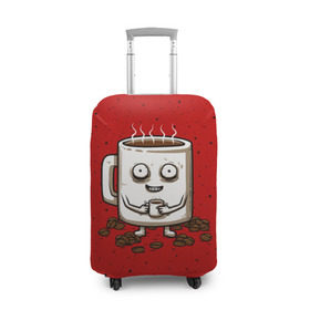 Чехол для чемодана 3D с принтом Кофейный пьяница в Курске, 86% полиэфир, 14% спандекс | двустороннее нанесение принта, прорези для ручек и колес | coffee | tea | кофе | кружка | утро | чай | чашка