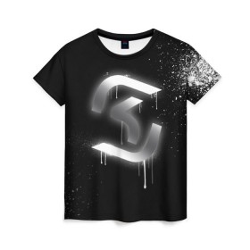 Женская футболка 3D с принтом cs:go - SK Gaming (Black collection) в Курске, 100% полиэфир ( синтетическое хлопкоподобное полотно) | прямой крой, круглый вырез горловины, длина до линии бедер | cs | csgo | sk | го | кс | ск