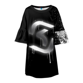 Детское платье 3D с принтом cs:go - SK Gaming (Black collection) в Курске, 100% полиэстер | прямой силуэт, чуть расширенный к низу. Круглая горловина, на рукавах — воланы | cs | csgo | sk | го | кс | ск