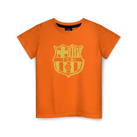 Детская футболка хлопок с принтом FC Barcelona - Yellow Paint (Оригинальный стиль,рисунок краской) в Курске, 100% хлопок | круглый вырез горловины, полуприлегающий силуэт, длина до линии бедер | barca | barcelona | fcb | барселона | футбол