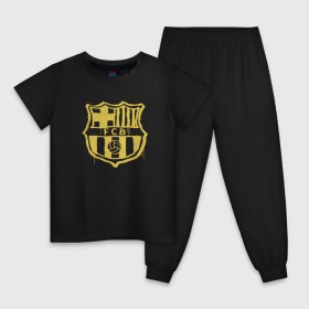 Детская пижама хлопок с принтом FC Barcelona - Yellow Paint (Оригинальный стиль,рисунок краской) в Курске, 100% хлопок |  брюки и футболка прямого кроя, без карманов, на брюках мягкая резинка на поясе и по низу штанин
 | barca | barcelona | fcb | барселона | футбол