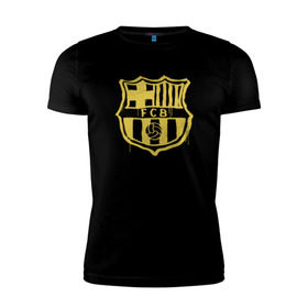 Мужская футболка премиум с принтом FC Barcelona - Yellow Paint (Оригинальный стиль,рисунок краской) в Курске, 92% хлопок, 8% лайкра | приталенный силуэт, круглый вырез ворота, длина до линии бедра, короткий рукав | Тематика изображения на принте: barca | barcelona | fcb | барселона | футбол