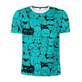 Мужская футболка 3D спортивная с принтом Котейки 4 в Курске, 100% полиэстер с улучшенными характеристиками | приталенный силуэт, круглая горловина, широкие плечи, сужается к линии бедра | котейки | коты | кошки
