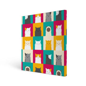 Холст квадратный с принтом Котейки 3 в Курске, 100% ПВХ |  | Тематика изображения на принте: котейки | коты | кошки