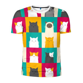 Мужская футболка 3D спортивная с принтом Котейки 3 в Курске, 100% полиэстер с улучшенными характеристиками | приталенный силуэт, круглая горловина, широкие плечи, сужается к линии бедра | котейки | коты | кошки