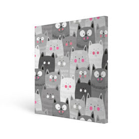 Холст квадратный с принтом Котейки 2 в Курске, 100% ПВХ |  | Тематика изображения на принте: котейки | коты | кошки