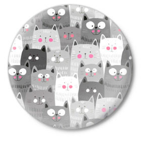Значок с принтом Котейки 2 в Курске,  металл | круглая форма, металлическая застежка в виде булавки | Тематика изображения на принте: котейки | коты | кошки