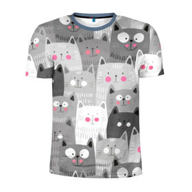 Мужская футболка 3D спортивная с принтом Котейки 2 в Курске, 100% полиэстер с улучшенными характеристиками | приталенный силуэт, круглая горловина, широкие плечи, сужается к линии бедра | котейки | коты | кошки