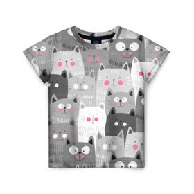 Детская футболка 3D с принтом Котейки 2 в Курске, 100% гипоаллергенный полиэфир | прямой крой, круглый вырез горловины, длина до линии бедер, чуть спущенное плечо, ткань немного тянется | Тематика изображения на принте: котейки | коты | кошки