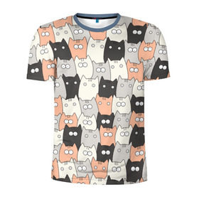 Мужская футболка 3D спортивная с принтом Котики в Курске, 100% полиэстер с улучшенными характеристиками | приталенный силуэт, круглая горловина, широкие плечи, сужается к линии бедра | котейки | коты | кошки