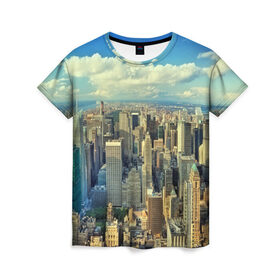 Женская футболка 3D с принтом New York в Курске, 100% полиэфир ( синтетическое хлопкоподобное полотно) | прямой крой, круглый вырез горловины, длина до линии бедер | город | пейзаж