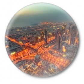 Значок с принтом Арабские Эмираты в Курске,  металл | круглая форма, металлическая застежка в виде булавки | Тематика изображения на принте: город | пейзаж