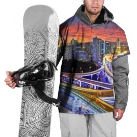 Накидка на куртку 3D с принтом Ночные дороги в Курске, 100% полиэстер |  | Тематика изображения на принте: город | пейзаж
