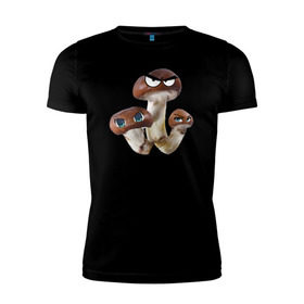 Мужская футболка премиум с принтом Грибы с Рязани в Курске, 92% хлопок, 8% лайкра | приталенный силуэт, круглый вырез ворота, длина до линии бедра, короткий рукав | anime | rzn | аниме | глаза | гриб | грибы | грибы с глазами | рзн | рязань