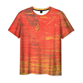 Мужская футболка 3D с принтом Потертости в Курске, 100% полиэфир | прямой крой, круглый вырез горловины, длина до линии бедер | Тематика изображения на принте: абстракция | красная | оранжевая | потертая | старая | текстура | цвет | яркая