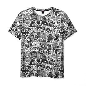 Мужская футболка 3D с принтом Стикербомбинг в Курске, 100% полиэфир | прямой крой, круглый вырез горловины, длина до линии бедер | Тематика изображения на принте: граффити | скейт | хипстер
