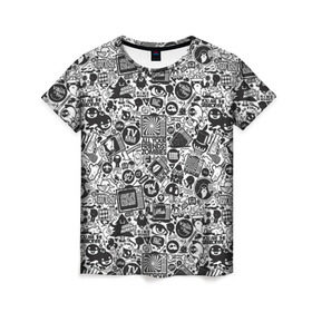 Женская футболка 3D с принтом Стикербомбинг в Курске, 100% полиэфир ( синтетическое хлопкоподобное полотно) | прямой крой, круглый вырез горловины, длина до линии бедер | граффити | скейт | хипстер