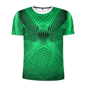 Мужская футболка 3D спортивная с принтом Абстракция зеленая в Курске, 100% полиэстер с улучшенными характеристиками | приталенный силуэт, круглая горловина, широкие плечи, сужается к линии бедра | Тематика изображения на принте: абстракция | белый | зеленый | изгиб | красивый | необычный | новый | плавный | рисунок | стиль | цвет | четкий
