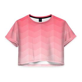 Женская футболка 3D укороченная с принтом Игра цветов в Курске, 100% полиэстер | круглая горловина, длина футболки до линии талии, рукава с отворотами | абстракция | винтаж | игра теней | переливание | переливания цветов | плавный переход | розовый | ромб | треугольник | узор