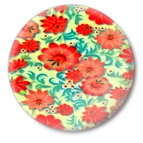 Значок с принтом Весенние цветочки в Курске,  металл | круглая форма, металлическая застежка в виде булавки | паттерн | яркий