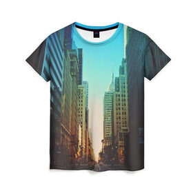 Женская футболка 3D с принтом Street New York в Курске, 100% полиэфир ( синтетическое хлопкоподобное полотно) | прямой крой, круглый вырез горловины, длина до линии бедер | город | пейзаж