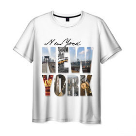 Мужская футболка 3D с принтом Улицы Нью-Йорка в Курске, 100% полиэфир | прямой крой, круглый вырез горловины, длина до линии бедер | Тематика изображения на принте: new | us | york | город | соединенные штаты америки | сша