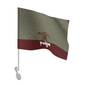 Флаг для автомобиля с принтом Pudge в Курске, 100% полиэстер | Размер: 30*21 см | butcher | defense of the ancients | dota 2 | pudge | герой | красный | кровь | минимализм | мясник | пудж