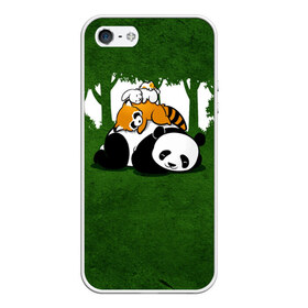 Чехол для iPhone 5/5S матовый с принтом Милая панда в Курске, Силикон | Область печати: задняя сторона чехла, без боковых панелей | большая | джунгли | енот | зайка | милая | панда | пушистая