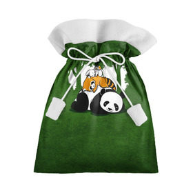 Подарочный 3D мешок с принтом Милая панда в Курске, 100% полиэстер | Размер: 29*39 см | Тематика изображения на принте: большая | джунгли | енот | зайка | милая | панда | пушистая