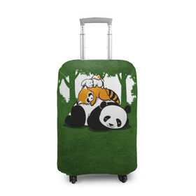 Чехол для чемодана 3D с принтом Милая панда в Курске, 86% полиэфир, 14% спандекс | двустороннее нанесение принта, прорези для ручек и колес | большая | джунгли | енот | зайка | милая | панда | пушистая