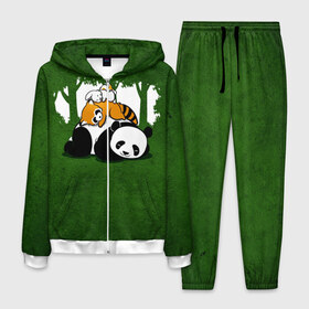 Мужской костюм 3D с принтом Милая панда в Курске, 100% полиэстер | Манжеты и пояс оформлены тканевой резинкой, двухслойный капюшон со шнурком для регулировки, карманы спереди | большая | джунгли | енот | зайка | милая | панда | пушистая
