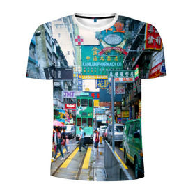 Мужская футболка 3D спортивная с принтом Улица, Пекин, Китай в Курске, 100% полиэстер с улучшенными характеристиками | приталенный силуэт, круглая горловина, широкие плечи, сужается к линии бедра | Тематика изображения на принте: advertising | architecture | beijing | capital | cars | china | city | floors | landscape | pe | skyscrapers | street | tram | автомобили | архитектура | город | двухэтажный | китай | люди | пейзаж | пекин | переход | пешеходный | реклама | с