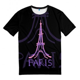 Мужская футболка 3D с принтом Париж в Курске, 100% полиэфир | прямой крой, круглый вырез горловины, длина до линии бедер | architecture | eiffel tower | france | paris | архитектура | париж | франция | эйфелева башня