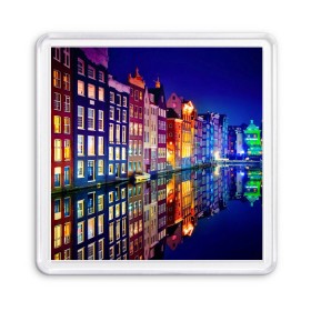 Магнит 55*55 с принтом Амстердама, Нидерланды в Курске, Пластик | Размер: 65*65 мм; Размер печати: 55*55 мм | amsterdam | boat | bright | color | lights | night | pier | rainbow | reflection | the city | the netherlands | the strait | water | амстердама | вода | город | лодка | нидерланды | ночь | огни | отражение | причал | пролив | радуга | цвет | яркий