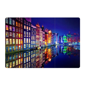 Магнитный плакат 3Х2 с принтом Амстердама, Нидерланды в Курске, Полимерный материал с магнитным слоем | 6 деталей размером 9*9 см | amsterdam | boat | bright | color | lights | night | pier | rainbow | reflection | the city | the netherlands | the strait | water | амстердама | вода | город | лодка | нидерланды | ночь | огни | отражение | причал | пролив | радуга | цвет | яркий
