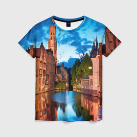 Женская футболка 3D с принтом Германия в Курске, 100% полиэфир ( синтетическое хлопкоподобное полотно) | прямой крой, круглый вырез горловины, длина до линии бедер | castle | germany | lights | night | old | reflection | sky | town | water | вода | германия | город | замок | небо | ночь | огни | отражение | старый