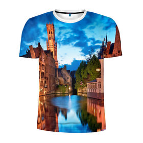 Мужская футболка 3D спортивная с принтом Германия в Курске, 100% полиэстер с улучшенными характеристиками | приталенный силуэт, круглая горловина, широкие плечи, сужается к линии бедра | castle | germany | lights | night | old | reflection | sky | town | water | вода | германия | город | замок | небо | ночь | огни | отражение | старый