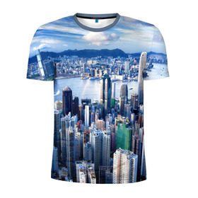 Мужская футболка 3D спортивная с принтом Гонконг, Китай в Курске, 100% полиэстер с улучшенными характеристиками | приталенный силуэт, круглая горловина, широкие плечи, сужается к линии бедра | Тематика изображения на принте: architecture | boats | china | city | hong kong | houses | mountains | sea | sky | skyscrapers | water | архитектура | вода | гонконг | город | горы | дома | китай | корабли | море | небо