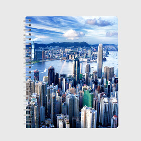 Тетрадь с принтом Гонконг Китай в Курске, 100% бумага | 48 листов, плотность листов — 60 г/м2, плотность картонной обложки — 250 г/м2. Листы скреплены сбоку удобной пружинной спиралью. Уголки страниц и обложки скругленные. Цвет линий — светло-серый
 | architecture | boats | china | city | hong kong | houses | mountains | sea | sky | skyscrapers | water | архитектура | вода | гонконг | город | горы | дома | китай | корабли | море | небо